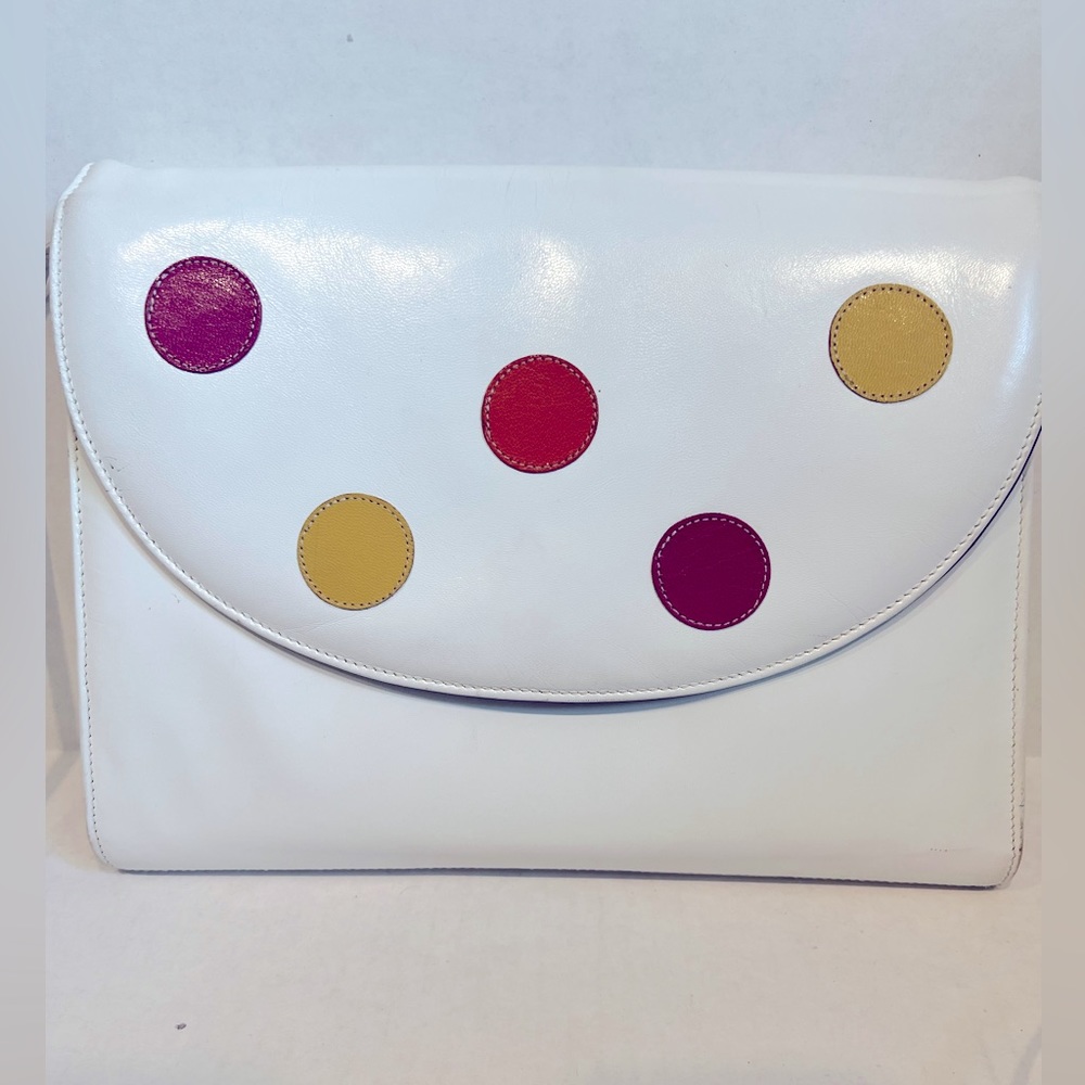 VINTAGE Polka Dot in White with Multicolor Circles🔴🟣🟡